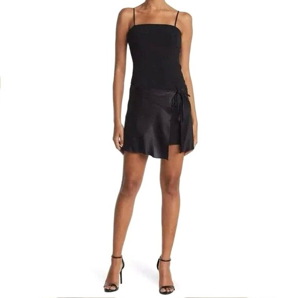 Cinq a Sept Hilary Crepe Silk Faux Wrap Mini Dress LBD - Picture 1 of 11